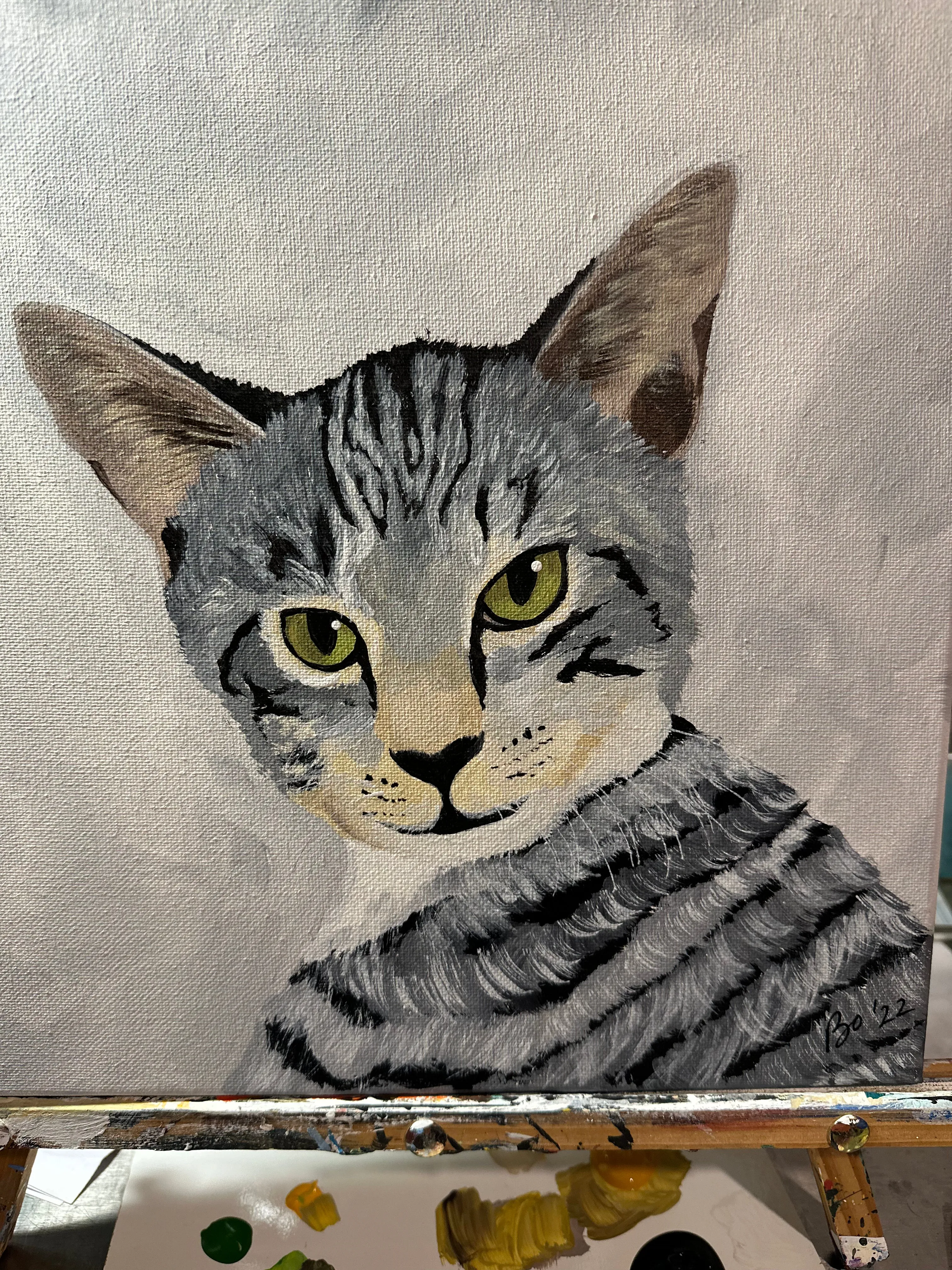 12x12 Pet Portrait, Painted Acrylic on gallery wrapped Canvas, FREE SHIPPING