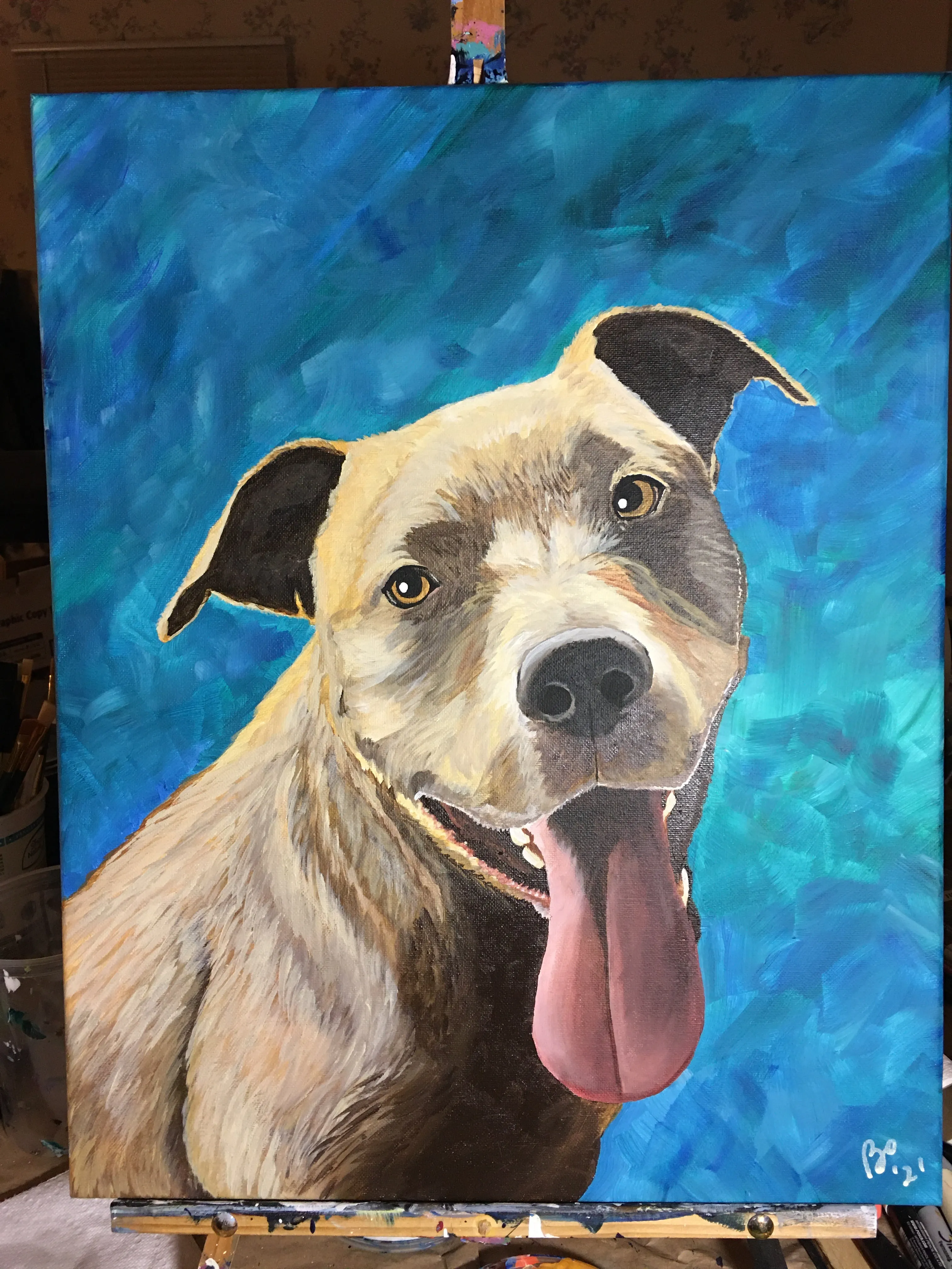 16 x 20 inch Pet Portraits in acrylic paint on canvas, Ready to Hang, FREE SHIPPING