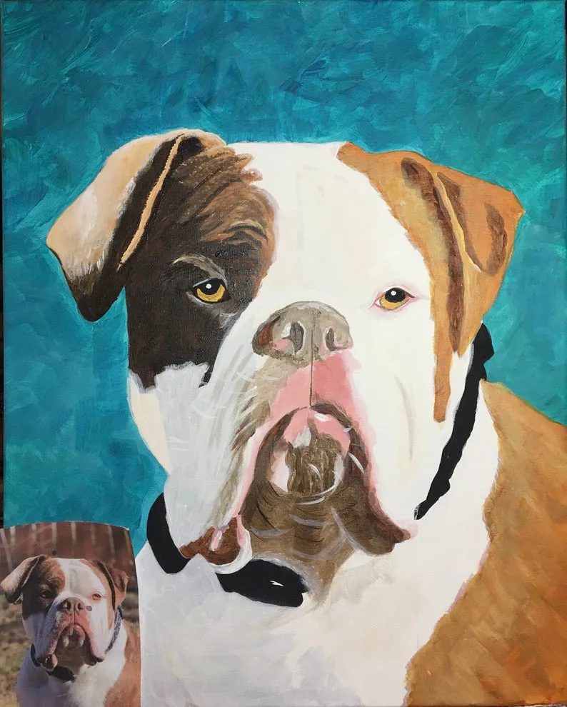 16 x 20 inch Pet Portraits in acrylic paint on canvas, Ready to Hang, FREE SHIPPING