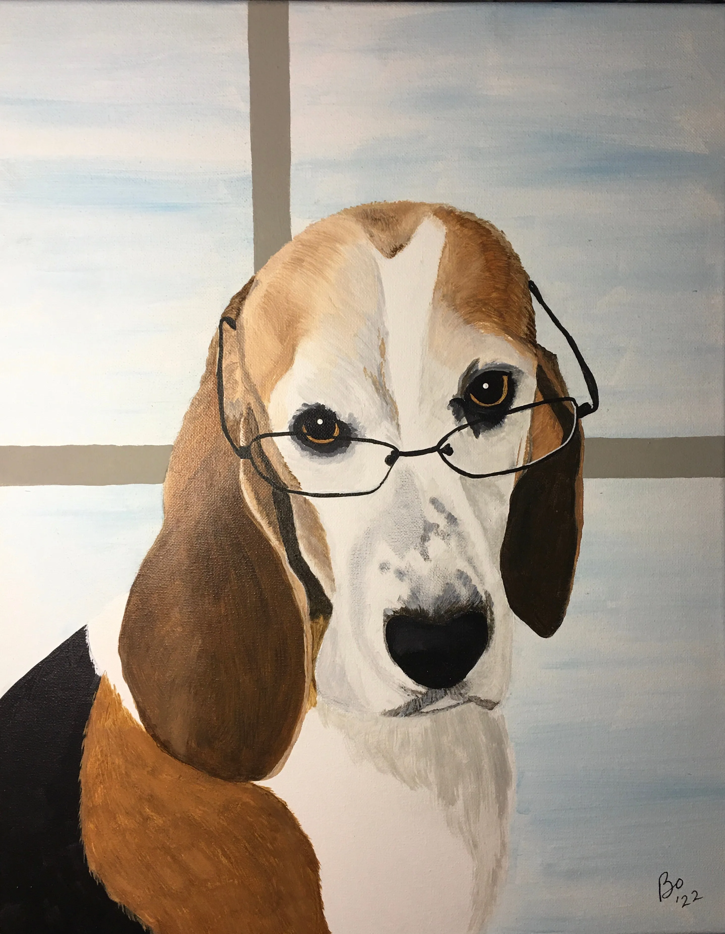 16 x 20 inch Pet Portraits in acrylic paint on canvas, Ready to Hang, FREE SHIPPING