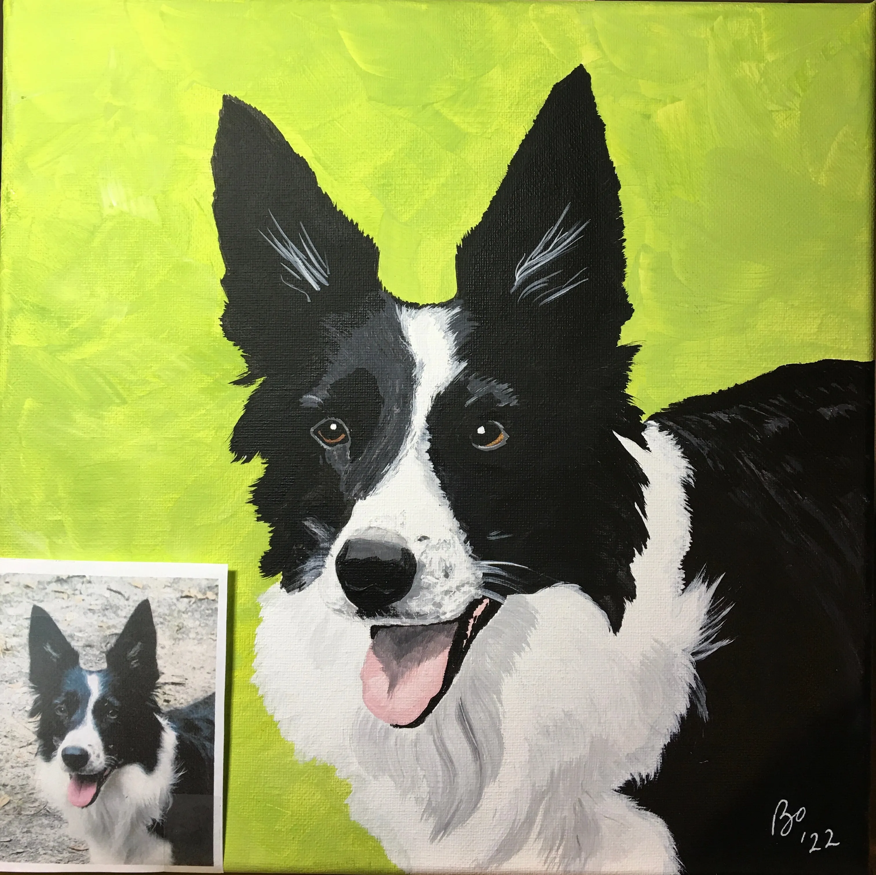 16 x 20 inch Pet Portraits in acrylic paint on canvas, Ready to Hang, FREE SHIPPING
