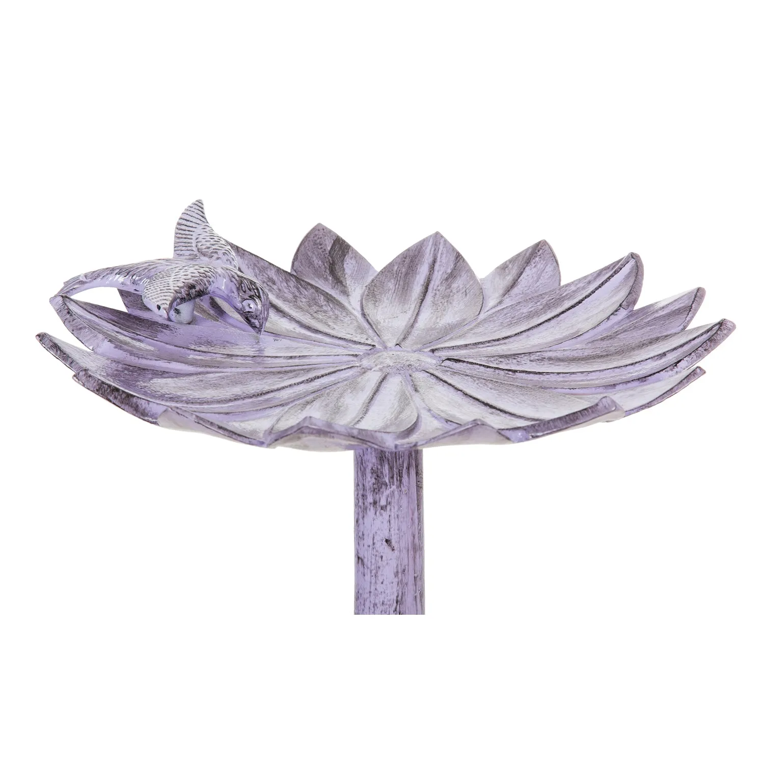 16" Metal Purple Floral Bird Bath with Perched Bird,2gb6908
