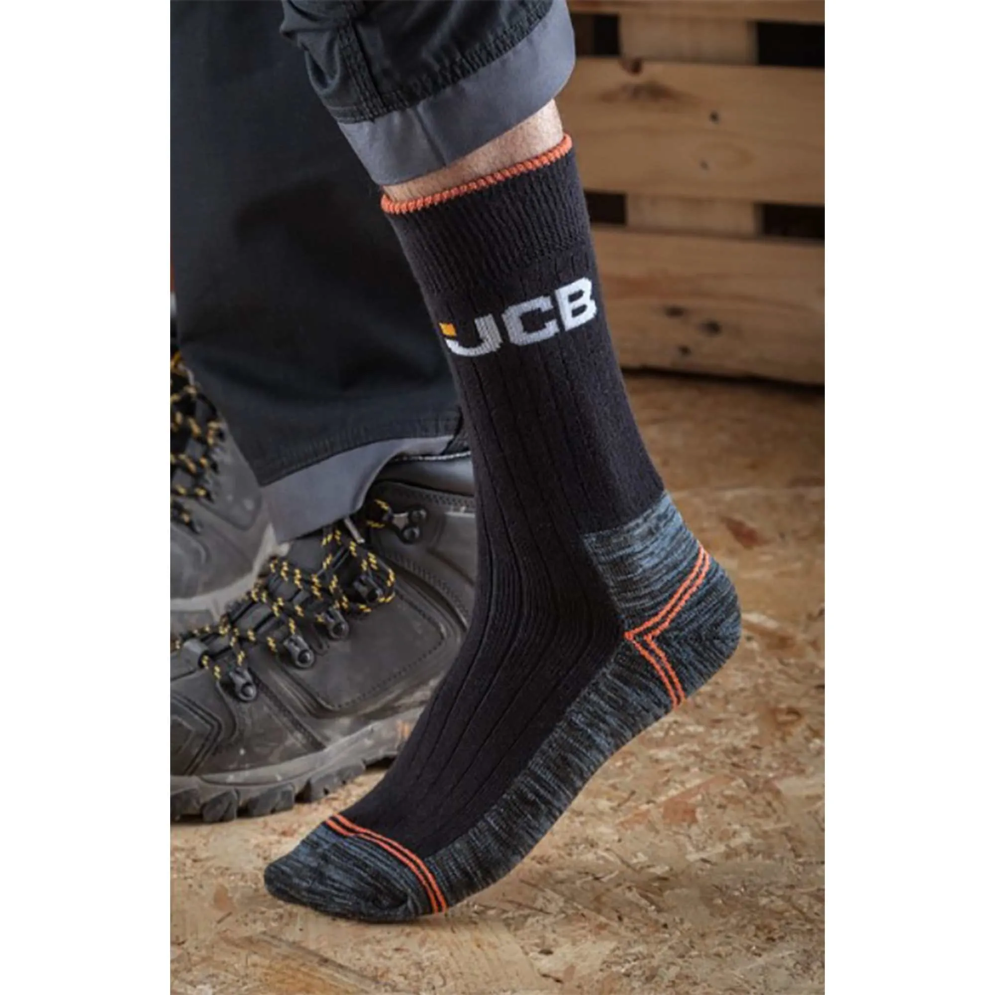 3 Pack Mens Hi Vis Work Socks with Padded Foot for Safety Boots