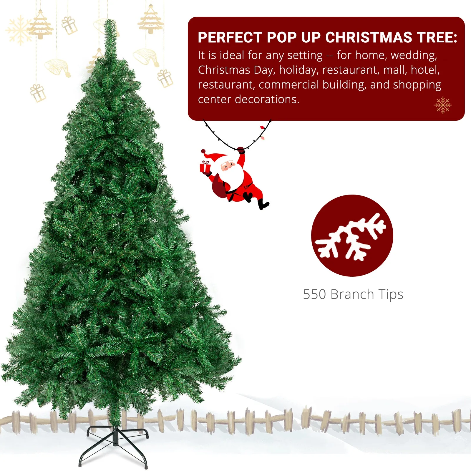 6FT Christmas Tree with 550 Branches