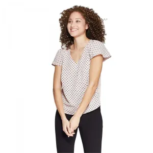 A New Day Women's Easy Fit Woven to Knit Short Sleeve V-Neck Top