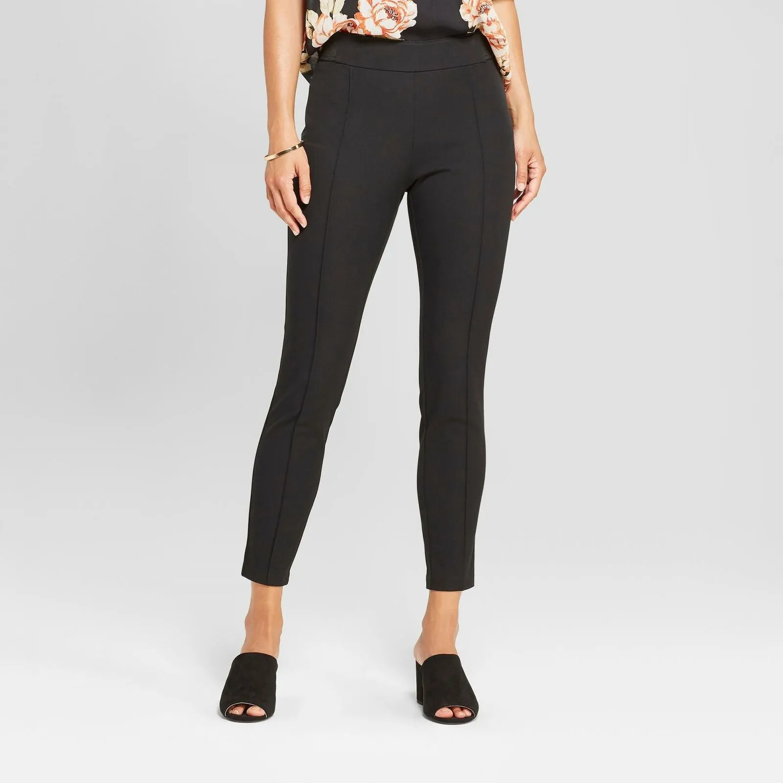 A New Day Women's Skinny Pintuck Ankle Pants Black 4