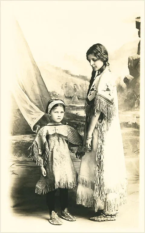 AA-33 Mother and Daughter Dressed as Indians - Vintage Image
