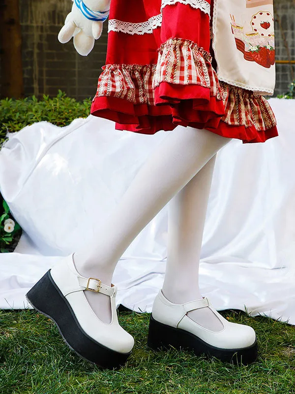 Academic Lolita Footwear Burgundy Round Toe PU Leather Daily Casual Lolita Shoes