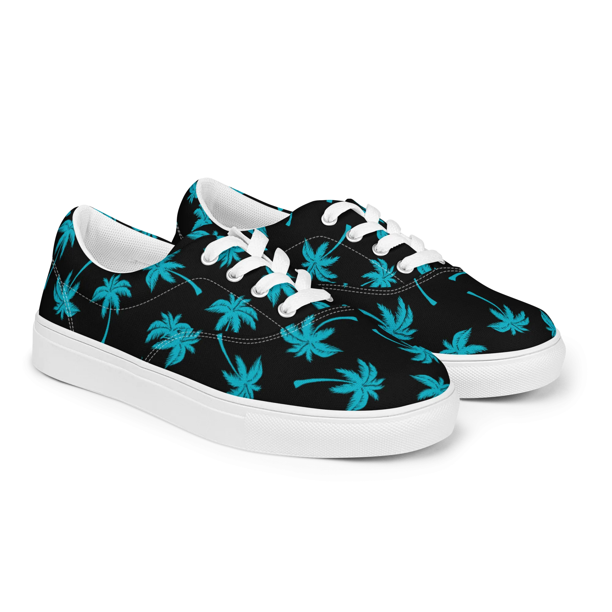 Aloha Tribe Womens Palmtree Black Canvas Shoes