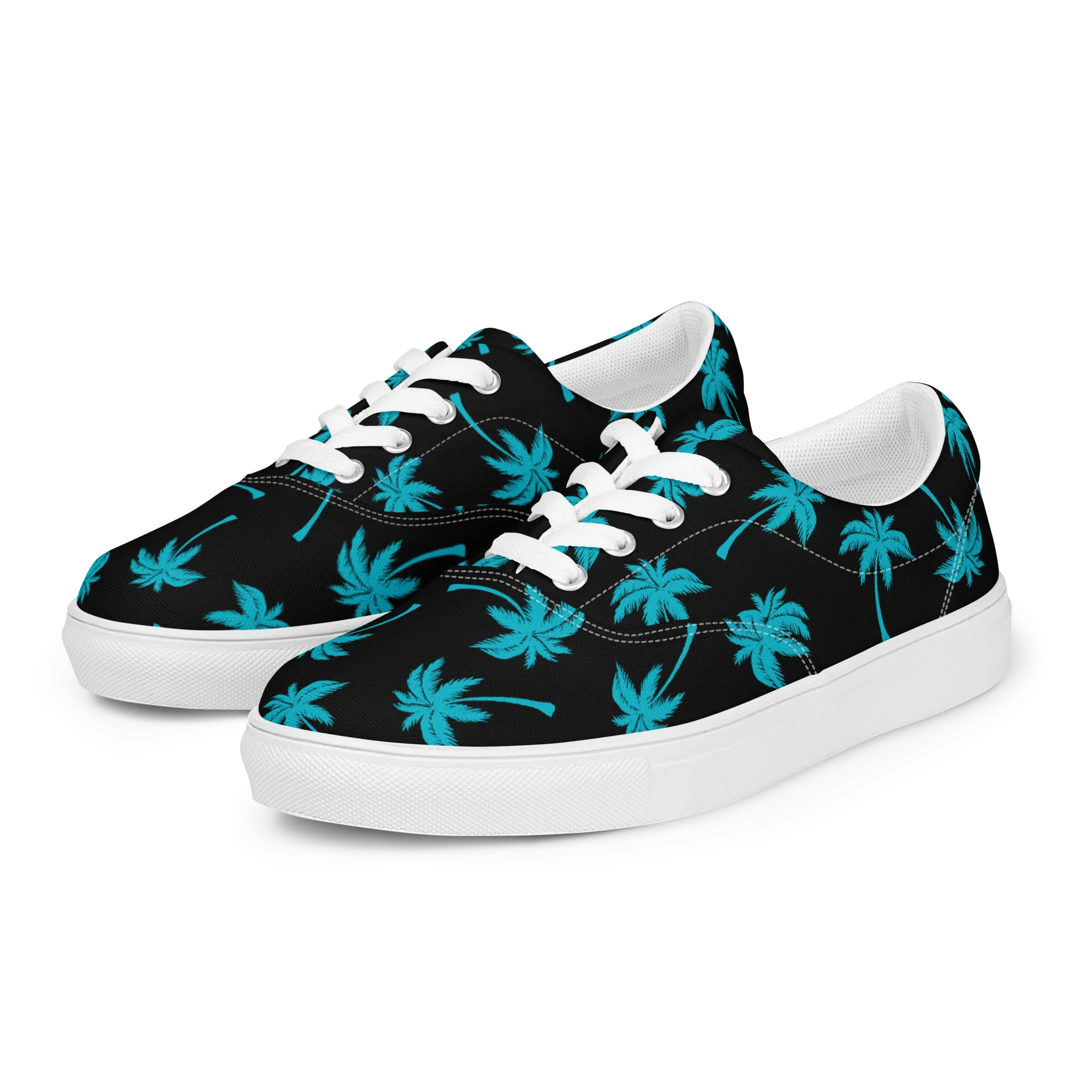 Aloha Tribe Womens Palmtree Black Canvas Shoes