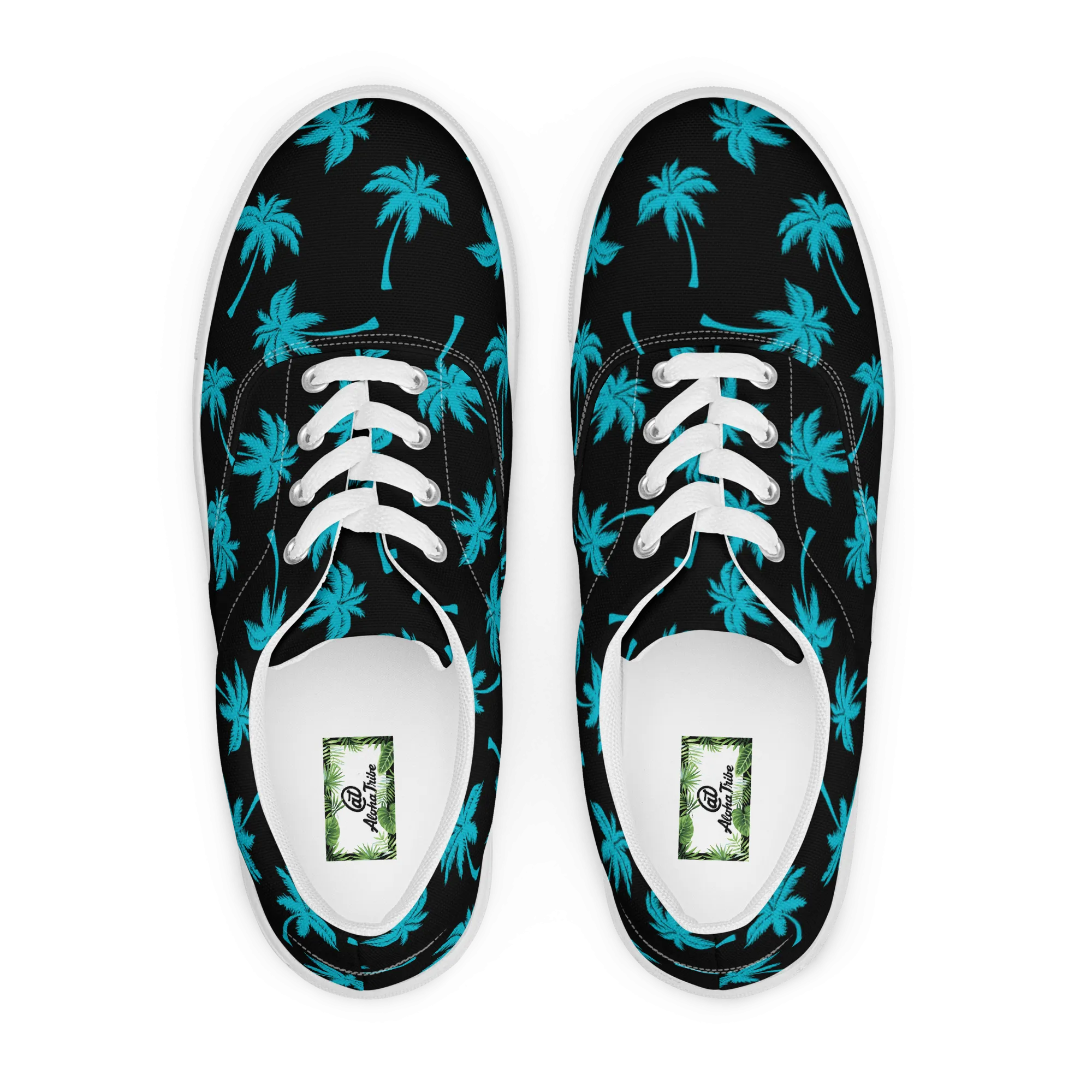 Aloha Tribe Womens Palmtree Black Canvas Shoes