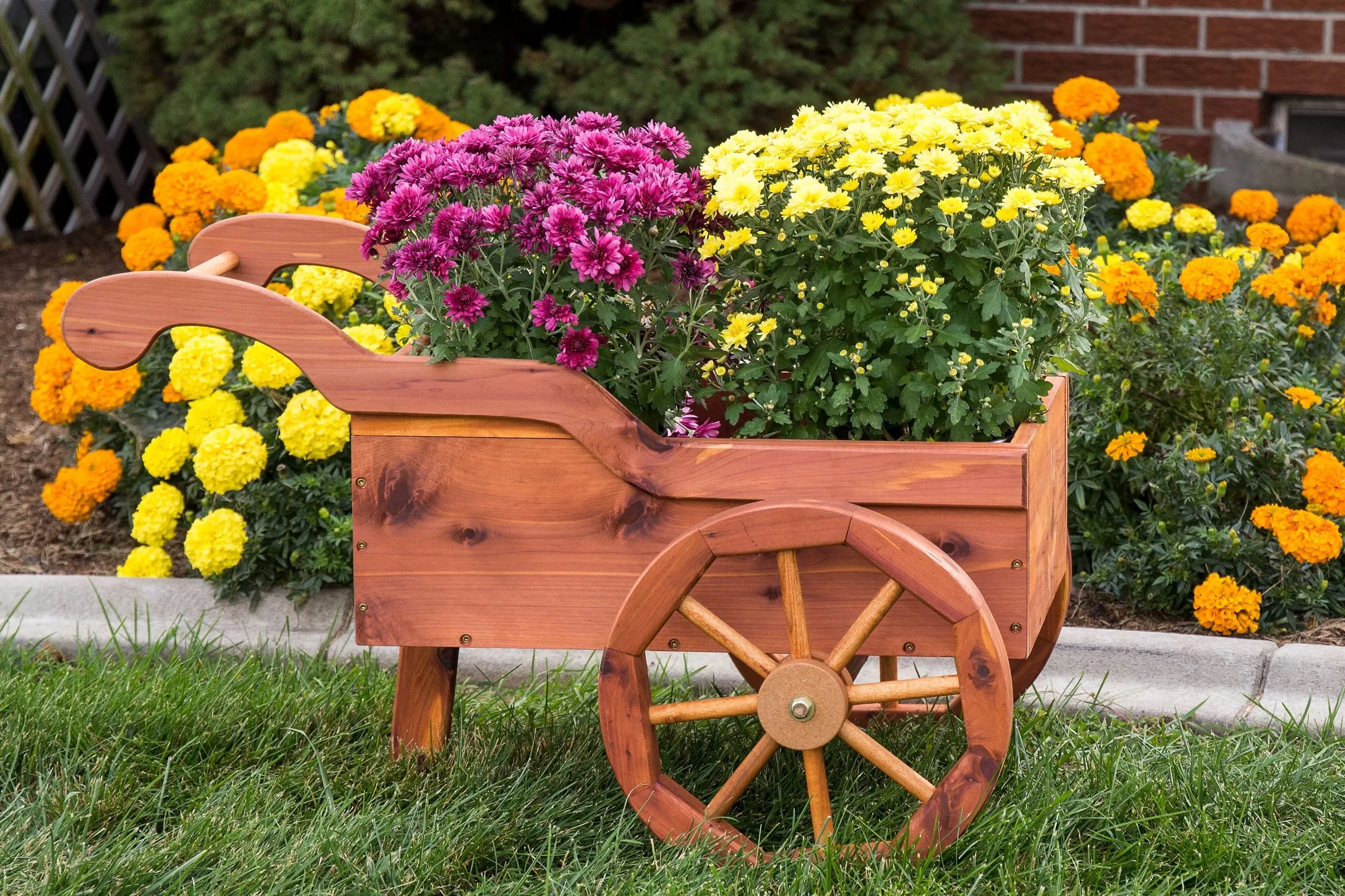 Amish Made Cedar Peddlers Planter Cart