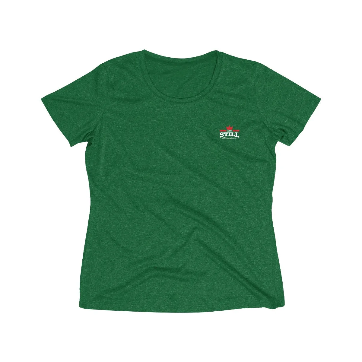 And Still Champion crest logo white lettering women's stay-dry wicking tee