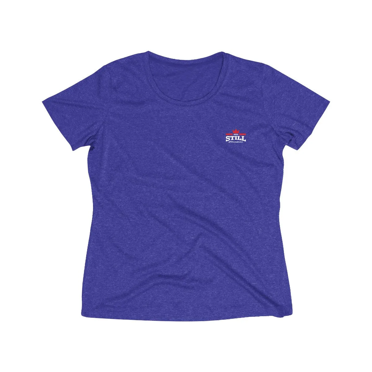 And Still Champion crest logo white lettering women's stay-dry wicking tee