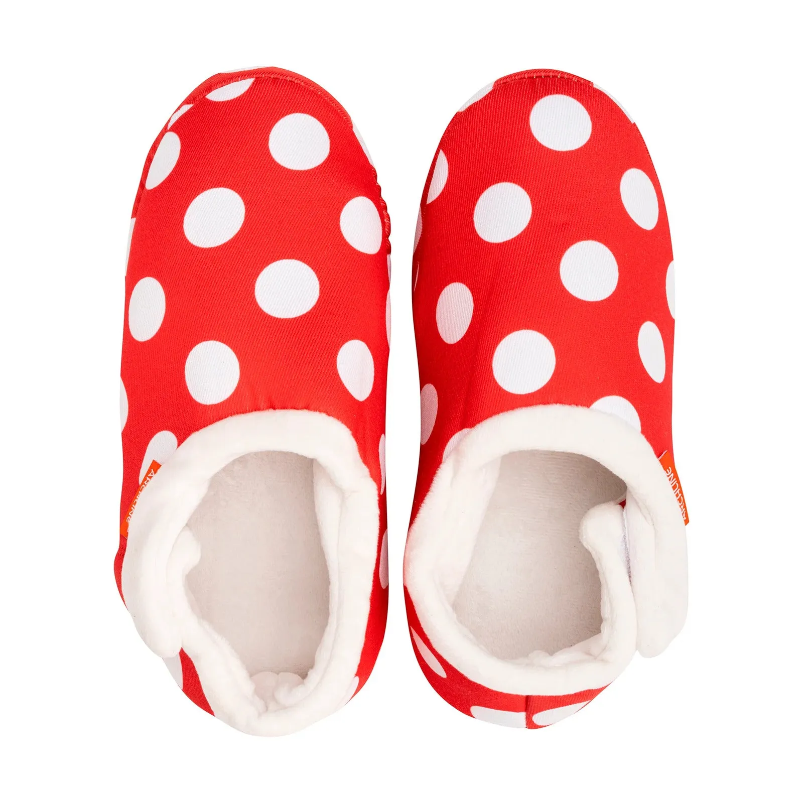 ARCHLINE Orthotic Slippers CLOSED Back Scuffs Moccasins Pain Relief - Red Polka Dots - EUR 38 (Womens US 7)