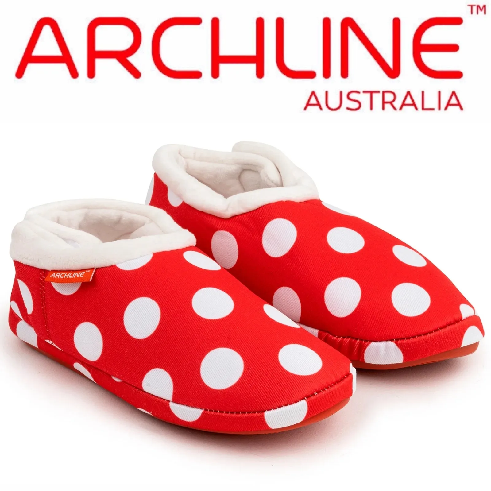 ARCHLINE Orthotic Slippers CLOSED Back Scuffs Moccasins Pain Relief - Red Polka Dots - EUR 38 (Womens US 7)