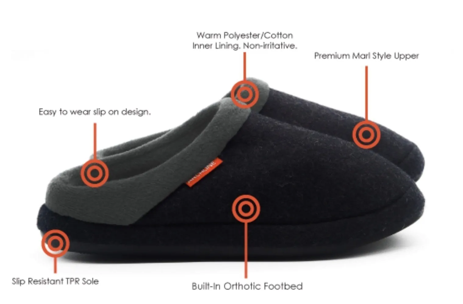ARCHLINE Orthotic Slippers Slip On Arch Scuffs Orthopedic Moccasins - Charcoal Marle - EUR 45
