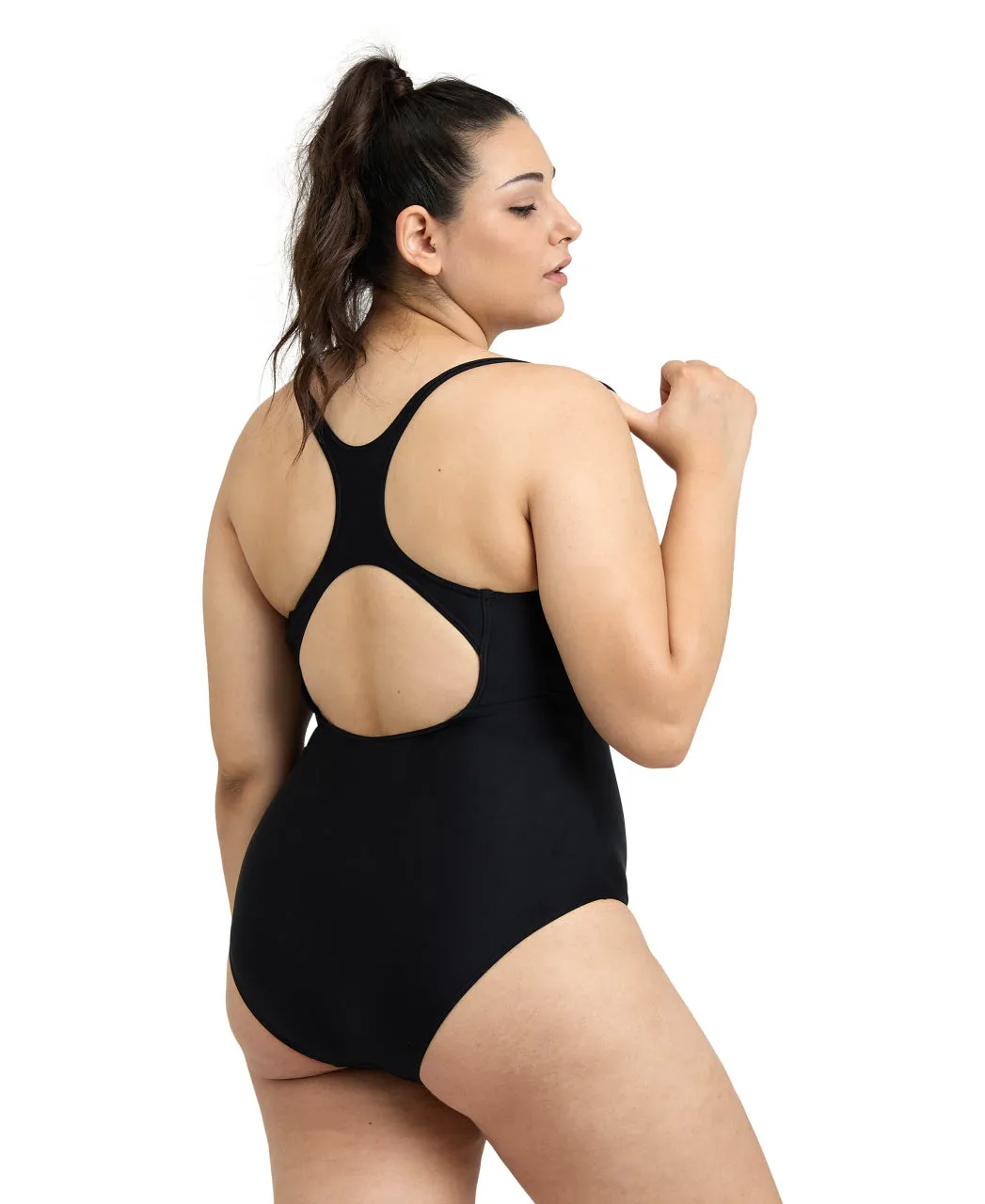 Arena Feel Women's Solid Control Pro Back Plus Swimsuit - Black