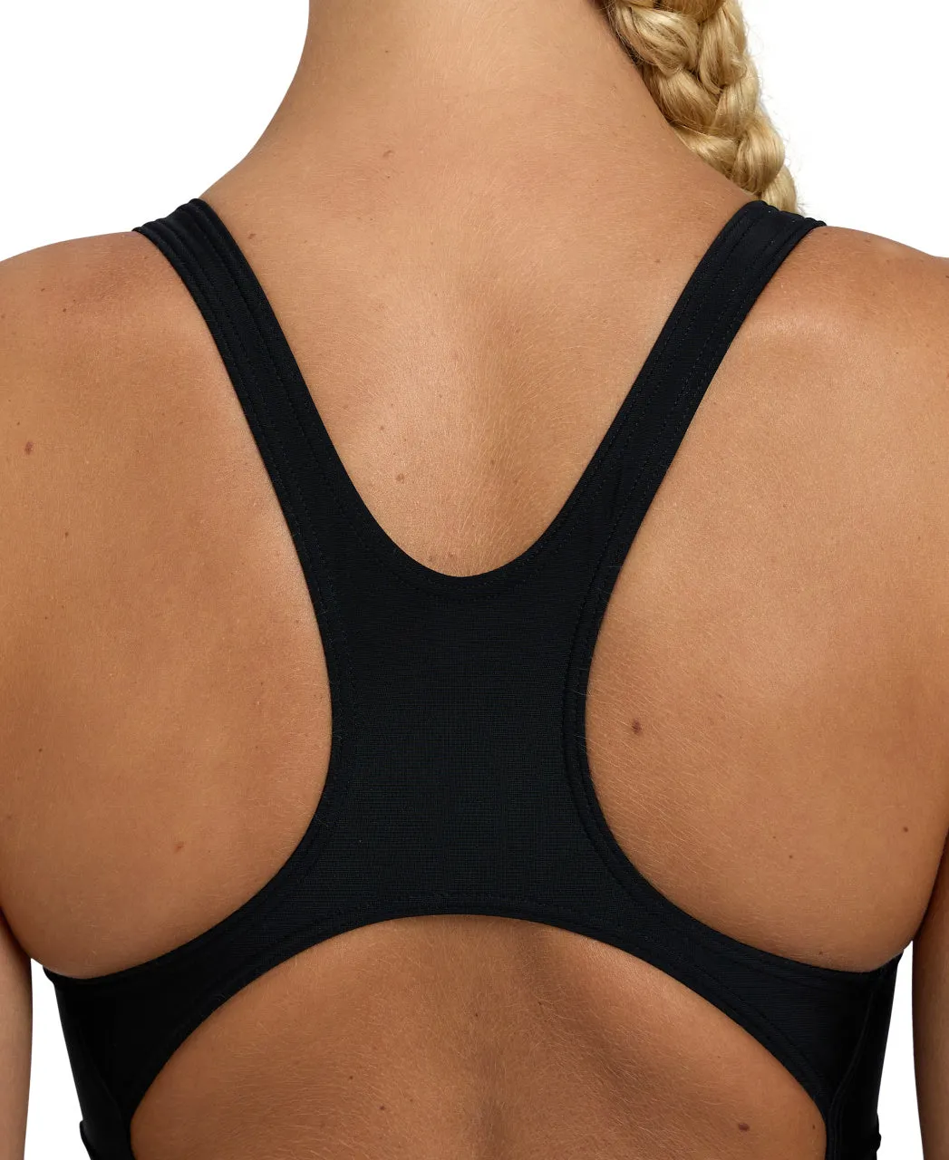 Arena Feel Women's Solid Control Pro Back Swimsuit - Black