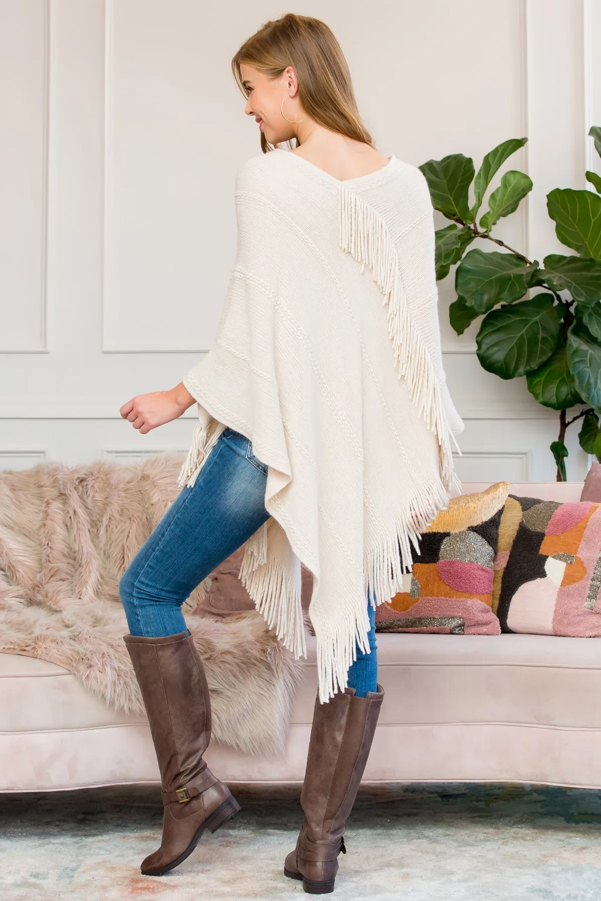 ASYMMETRIC FRINGE PONCHO