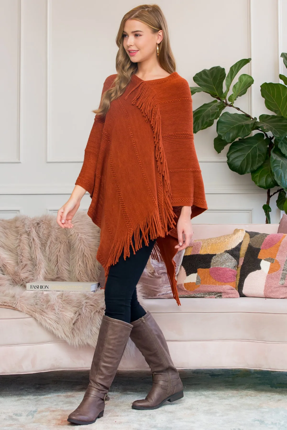 ASYMMETRIC FRINGE PONCHO