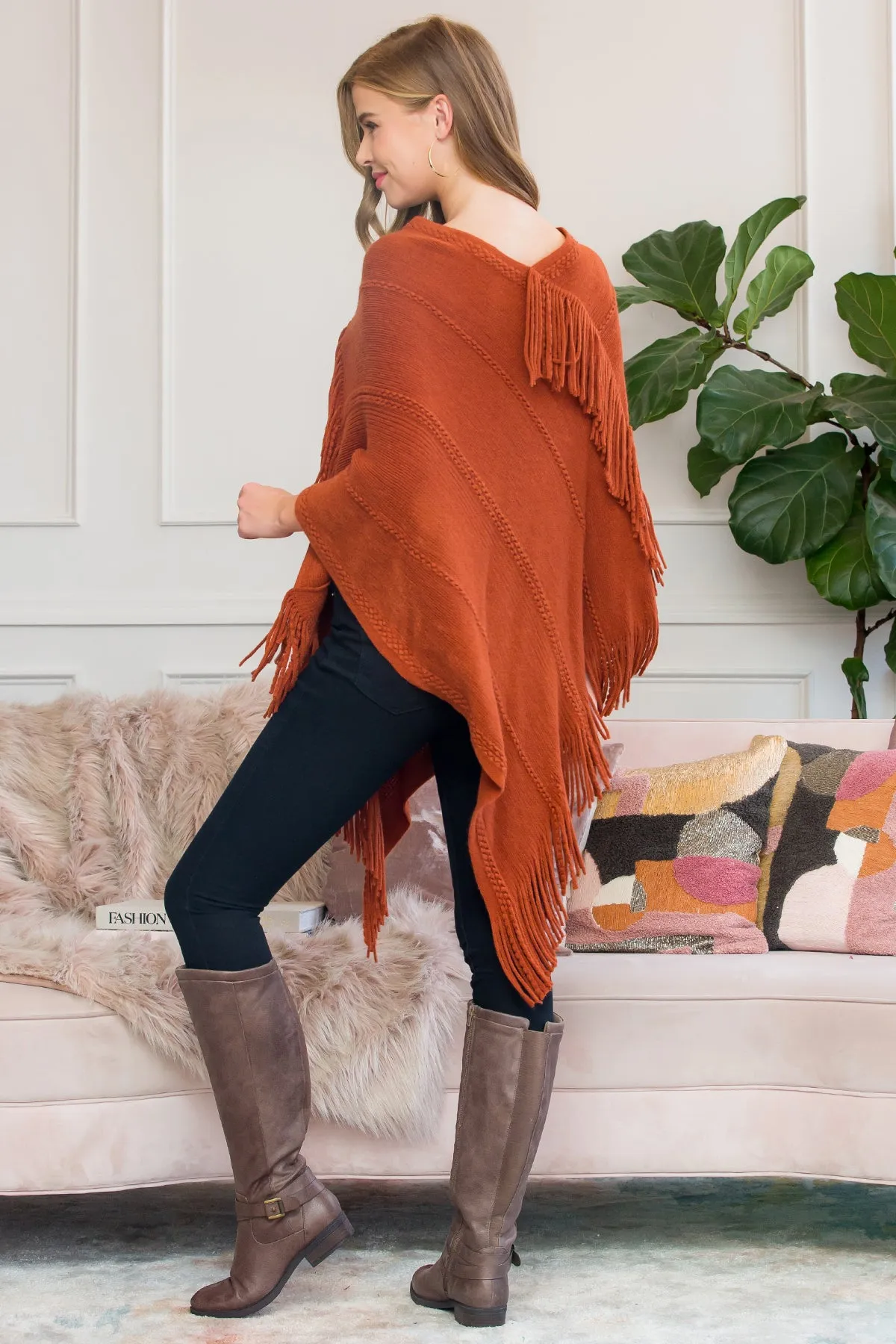 ASYMMETRIC FRINGE PONCHO