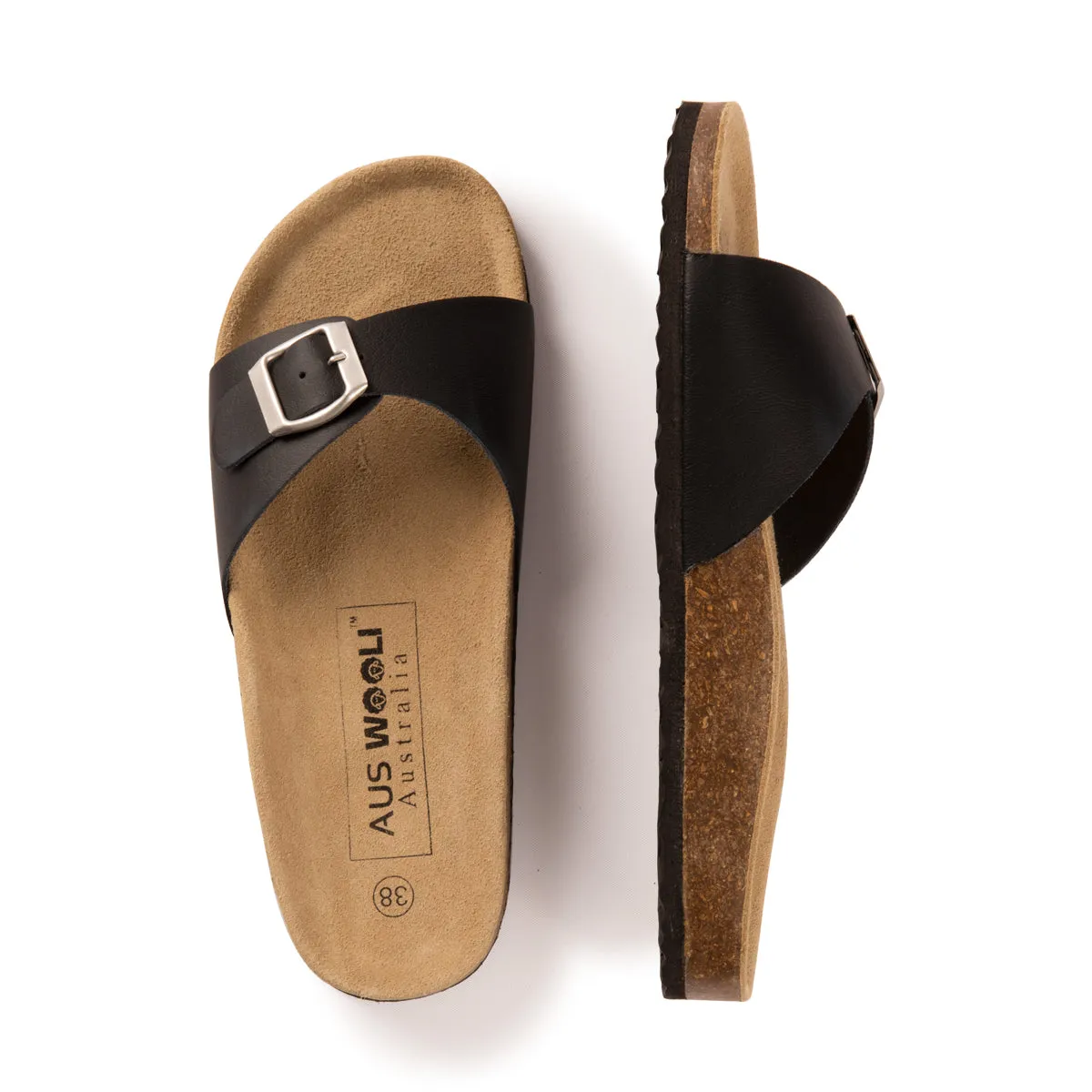 AUS WOOLI AUSTRALIA UNISEX TOORAK SANDALS - BLACK