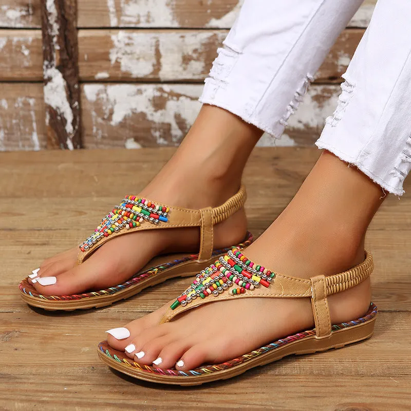 Beaded Flat Sandals