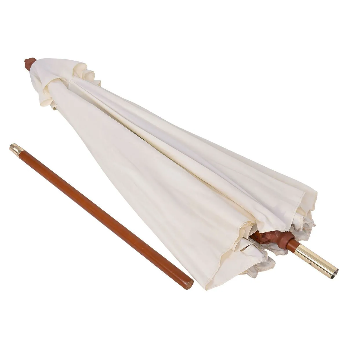 Beige 10-ft Outdoor Patio Umbrella with Wooden Pole