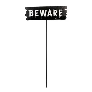 Beware Small Metal Yard Stake