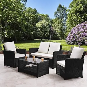 BIG 4PC Rattan Furniture (BLACK)