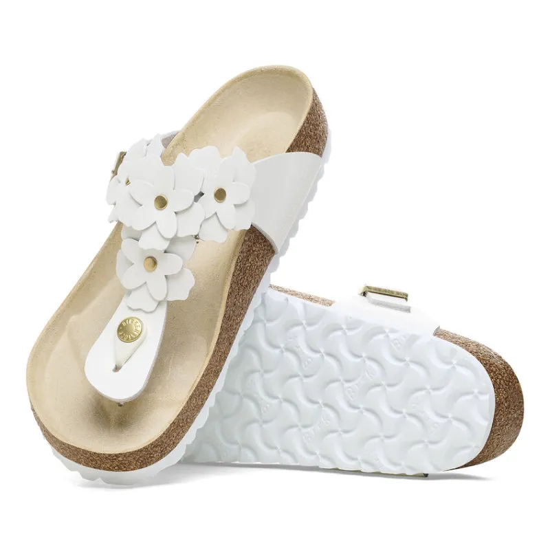 Birkenstock Gizeh Flowers White Leather - Regular