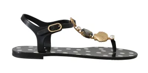 Black Polka Dot Crystal Sandals