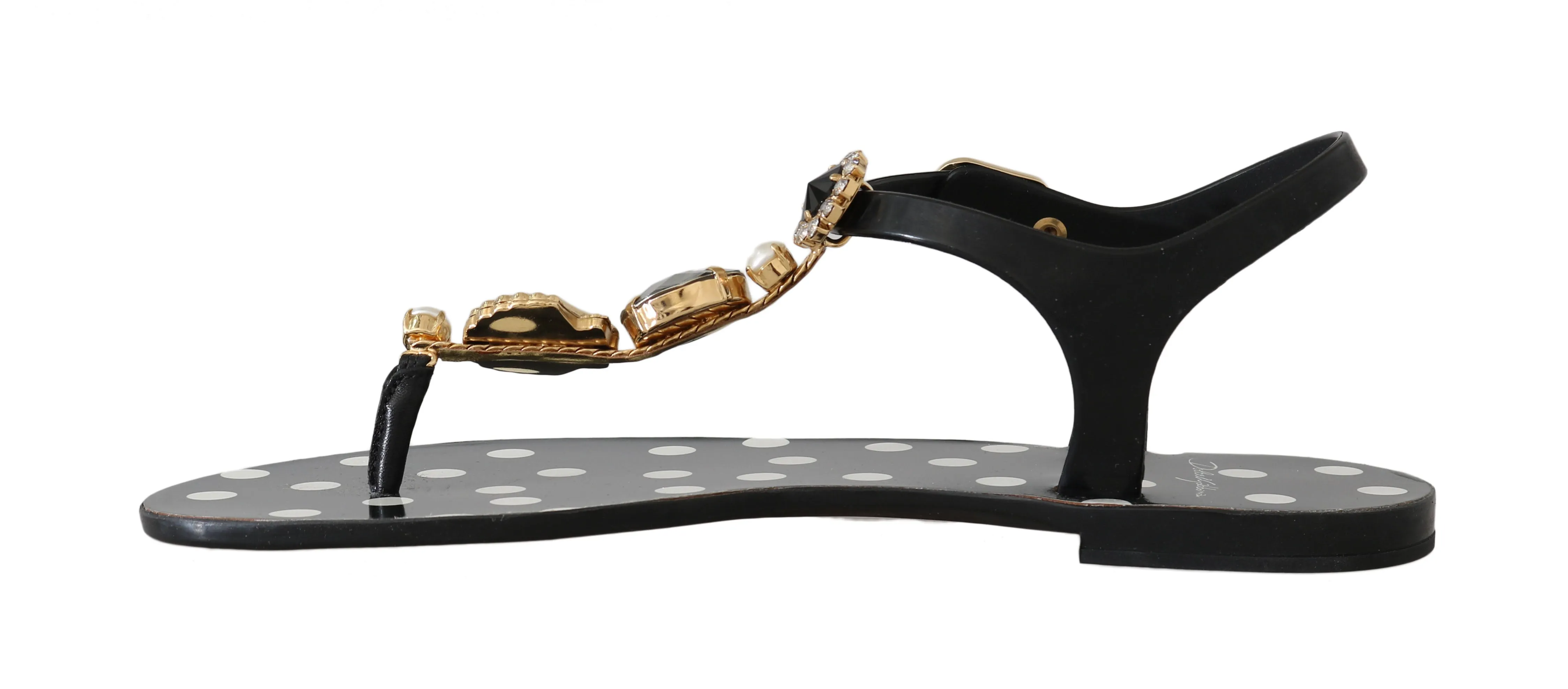 Black Polka Dot Crystal Sandals