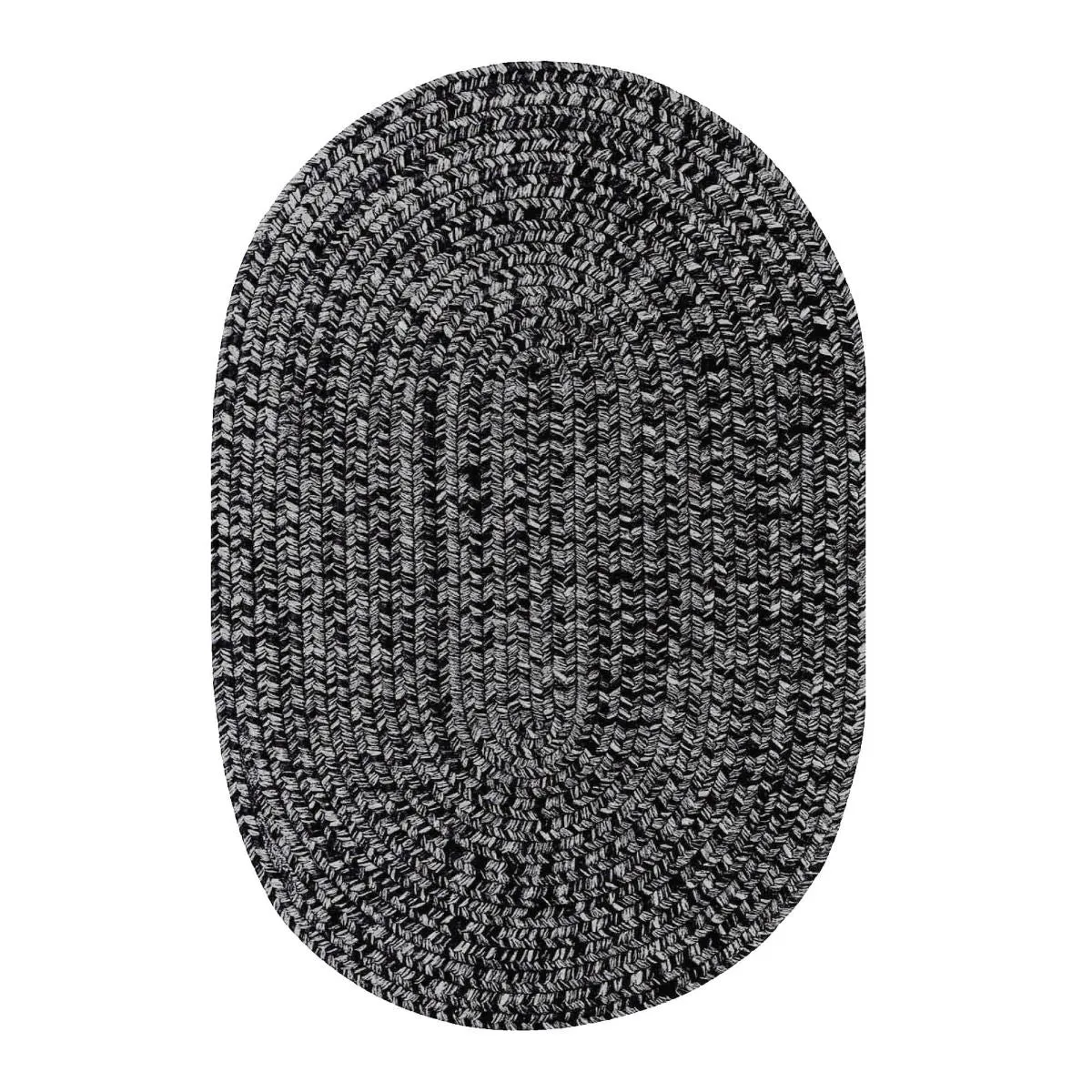 Black Ultra Durable Small Braided Oval Rug In Set