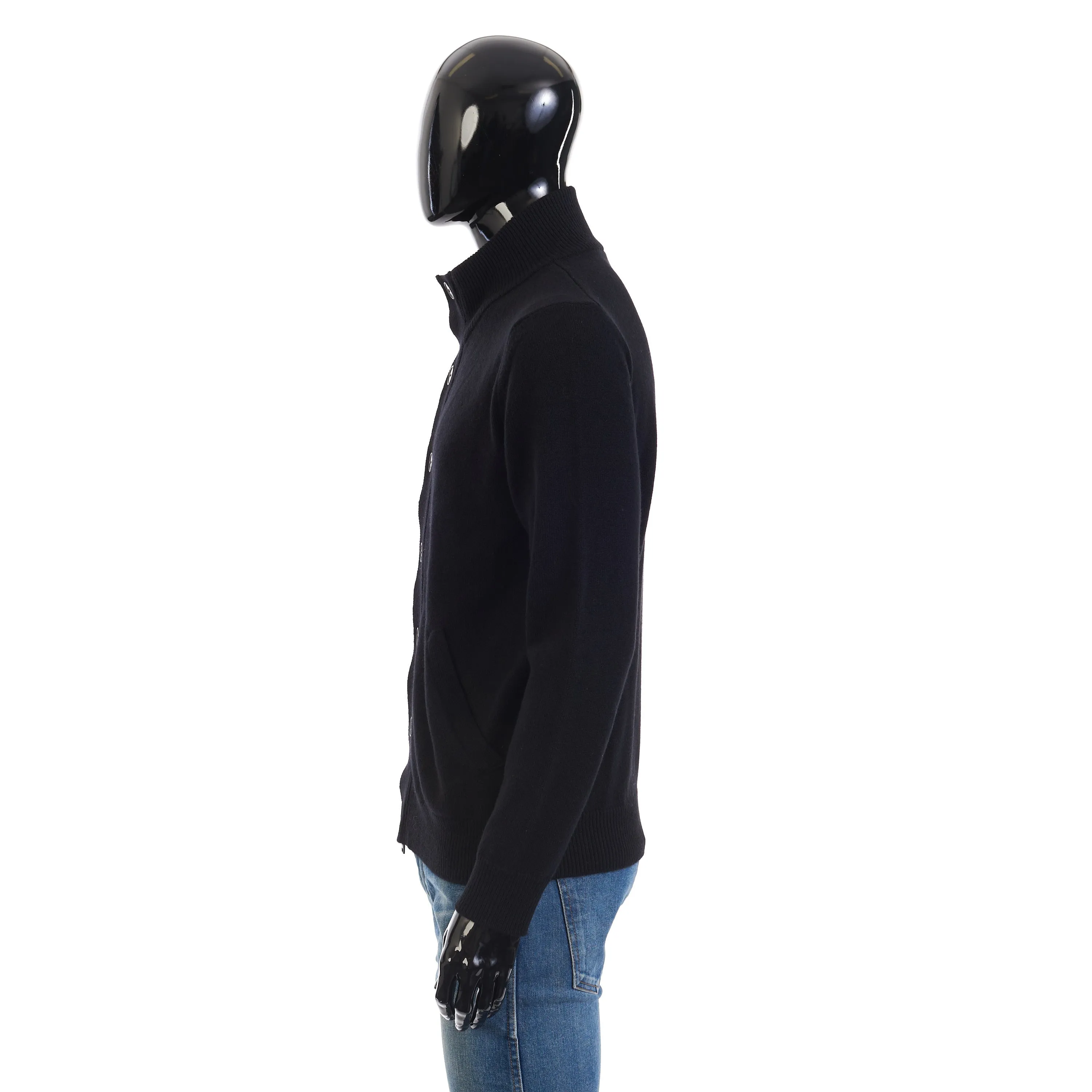 Blouson Jacket With Zip In Black Cashmere