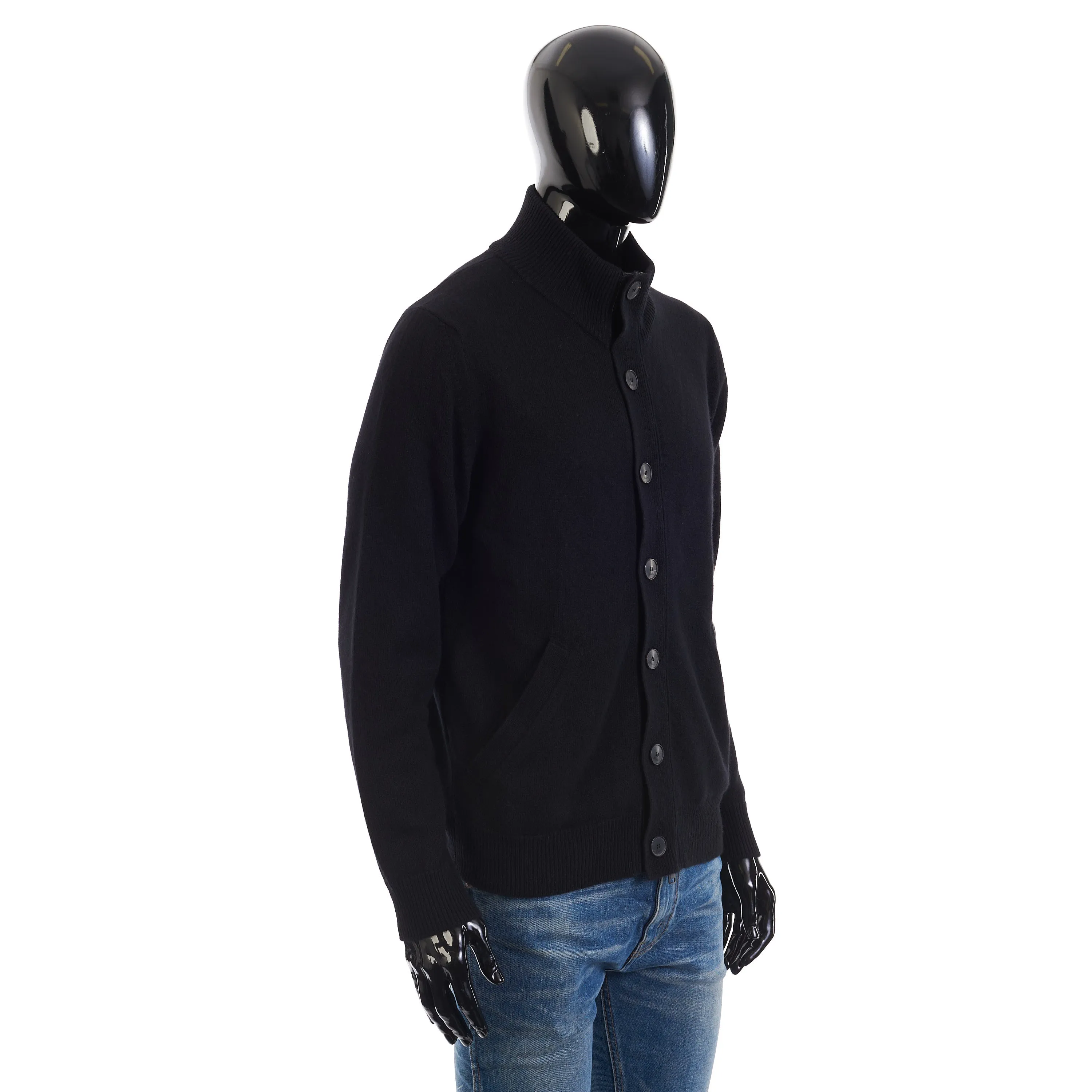 Blouson Jacket With Zip In Black Cashmere