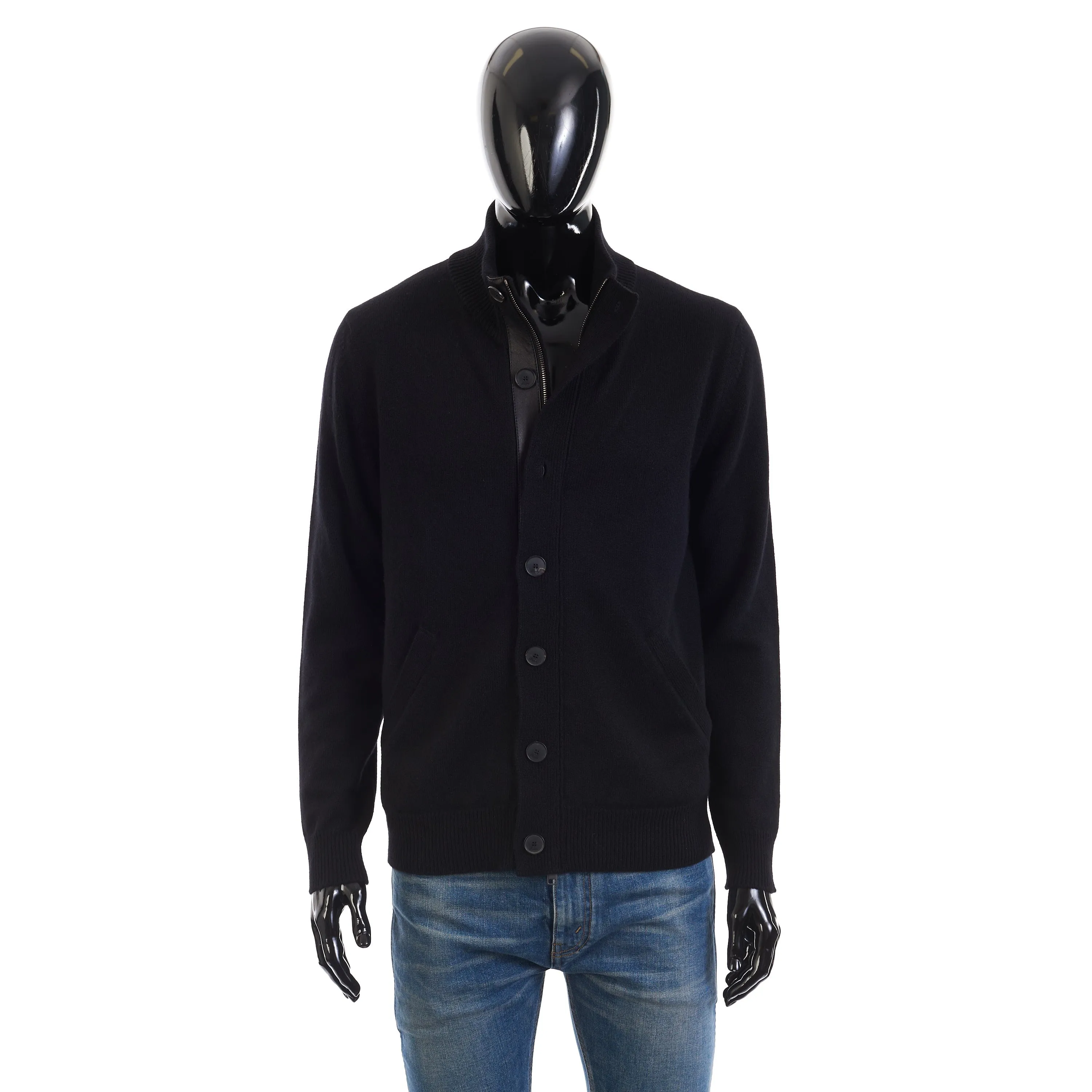Blouson Jacket With Zip In Black Cashmere