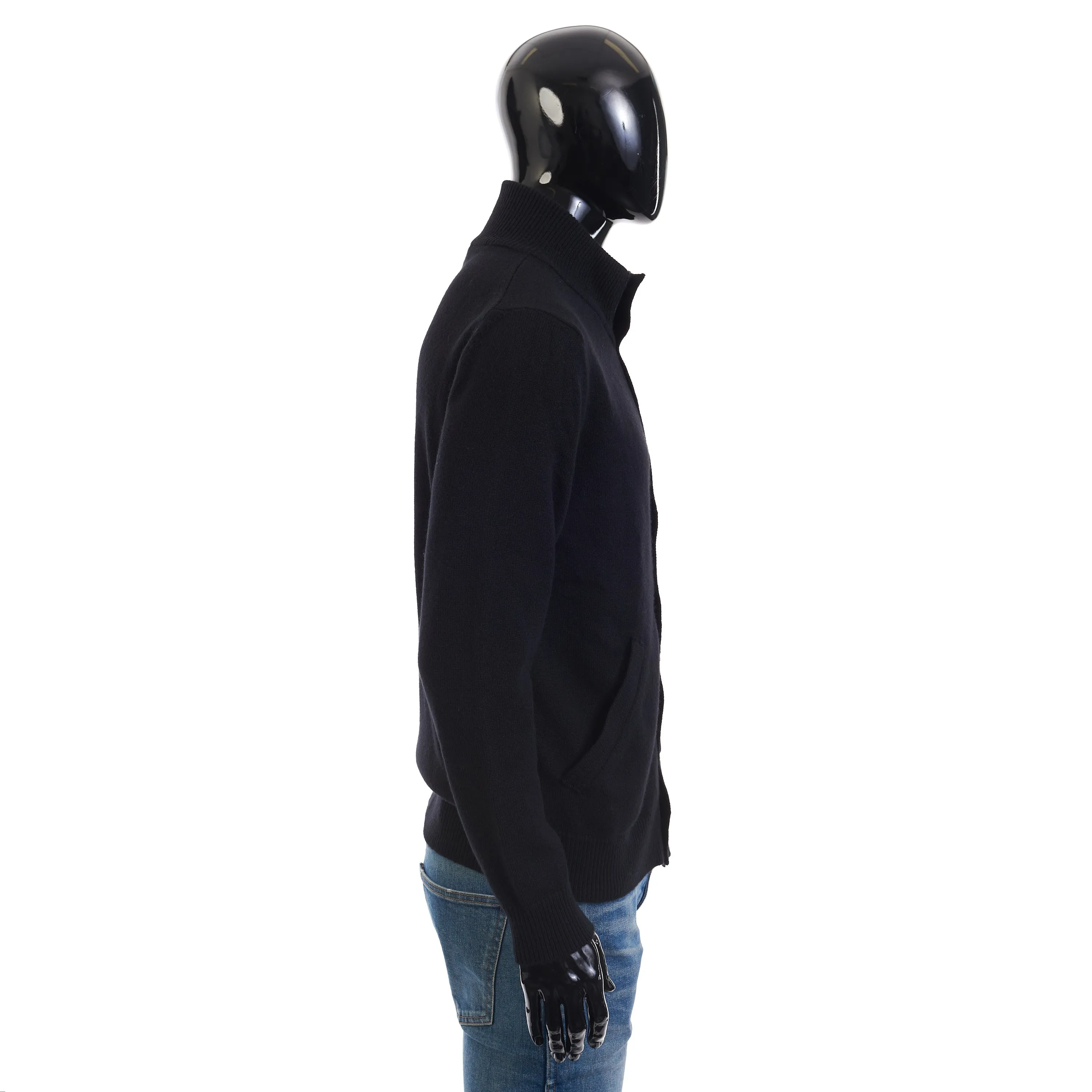 Blouson Jacket With Zip In Black Cashmere