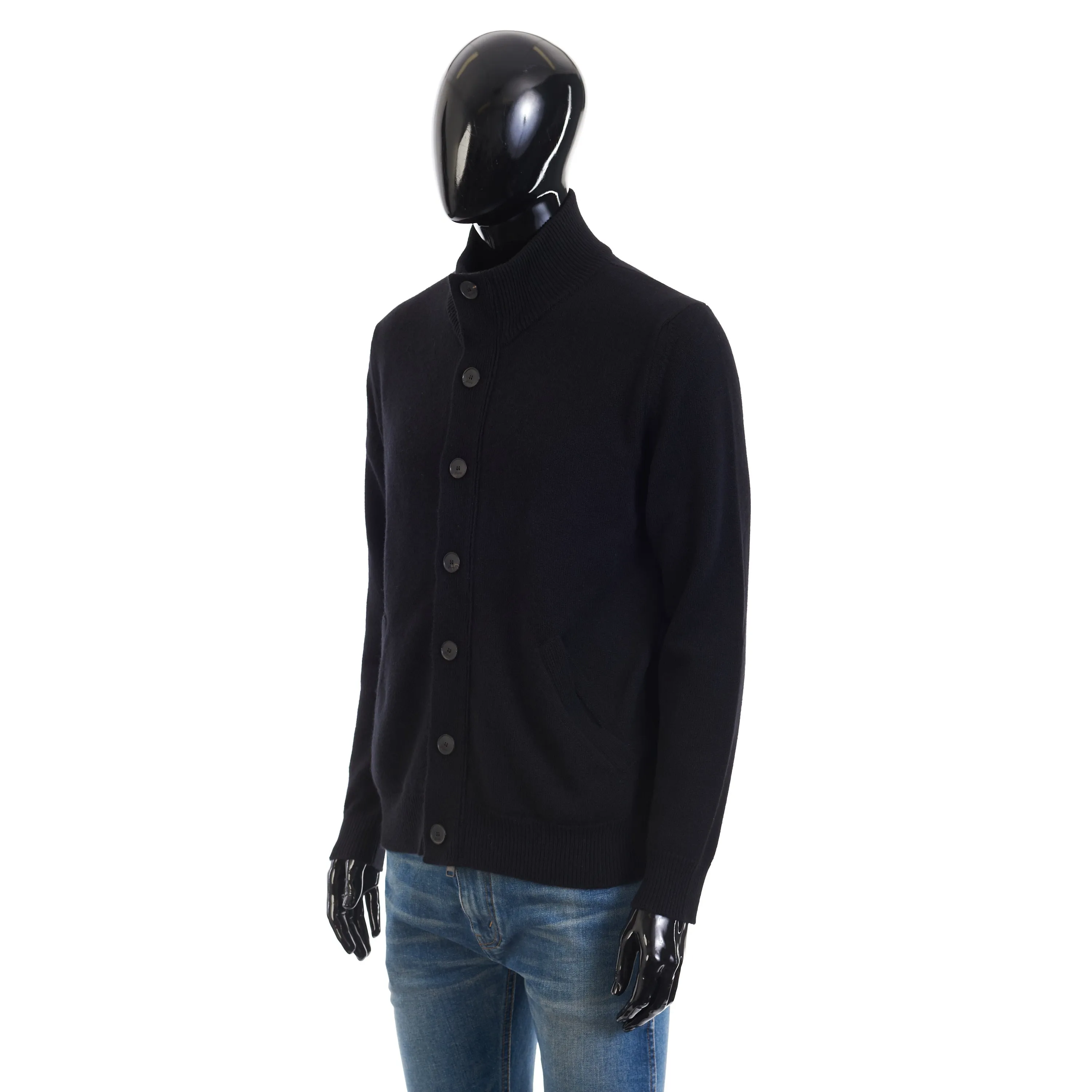 Blouson Jacket With Zip In Black Cashmere