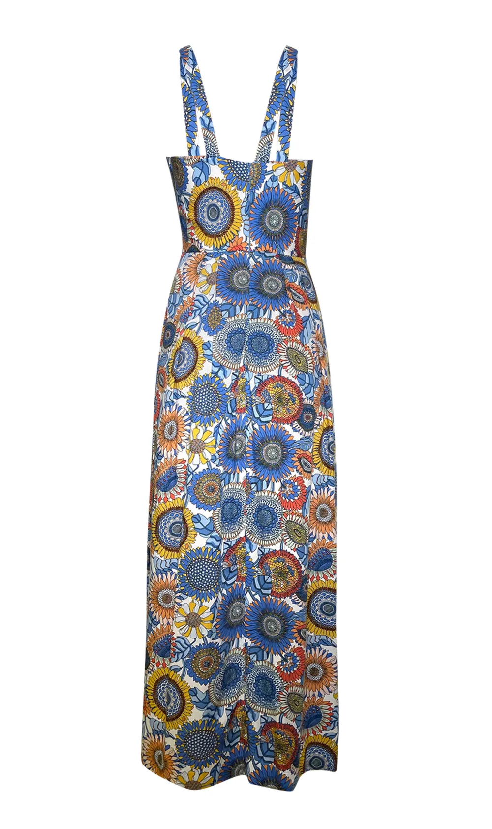Blue Floral Maxi Length Dress