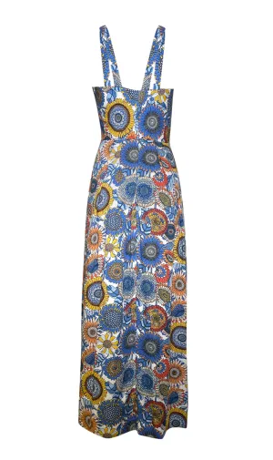 Blue Floral Maxi Length Dress