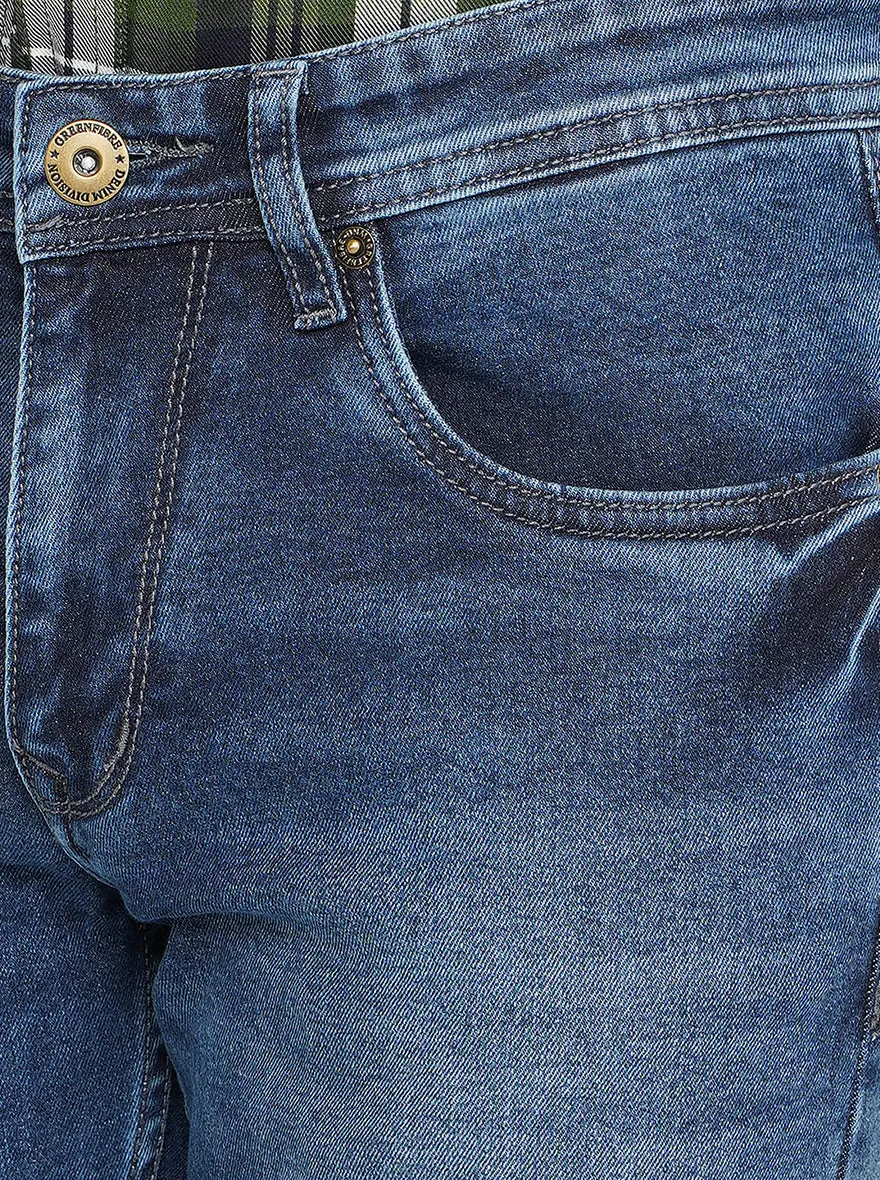 Blue Washed Narrow Fit Jeans | Greenfibre