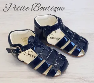 Boys navy patent sandals