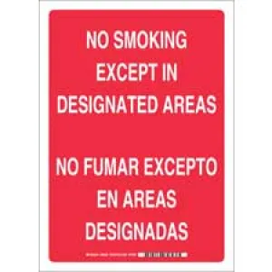 Brady Bilingual No Smoking Except In Designated Areas Sign/ Buy online