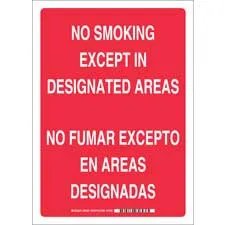 Brady Bilingual No Smoking Except In Designated Areas Sign/ Buy online