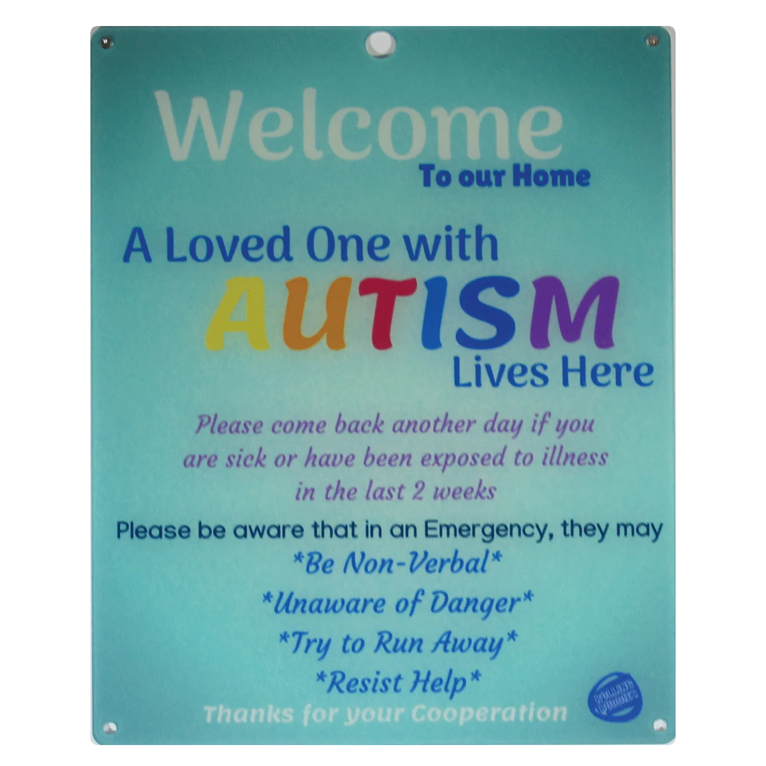 Bundle Light Blue Autism Plastic Door and Plastic Car Sign