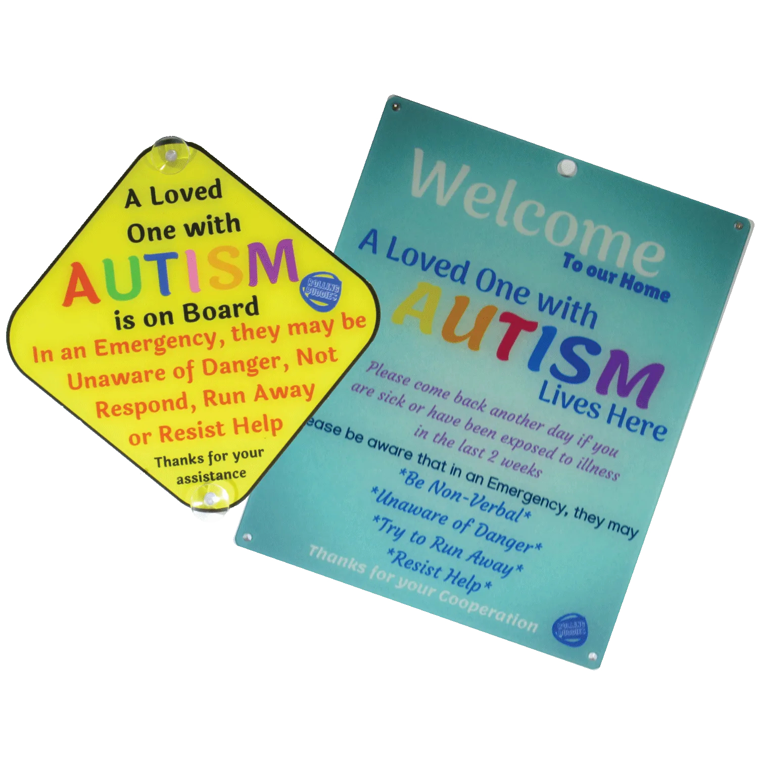 Bundle Light Blue Autism Plastic Door and Plastic Car Sign
