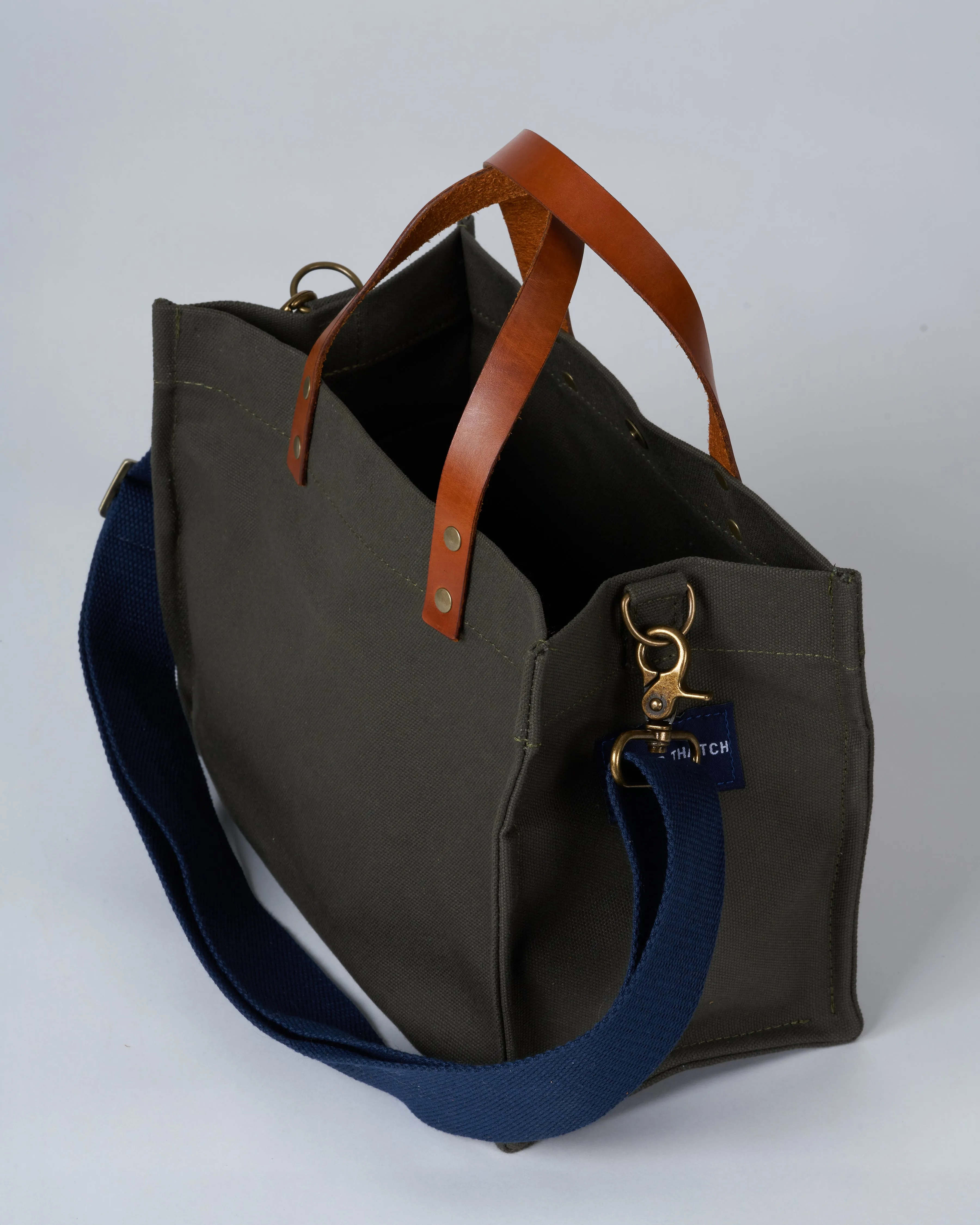 canvas small mimi bag - olive with surfer stripe strap