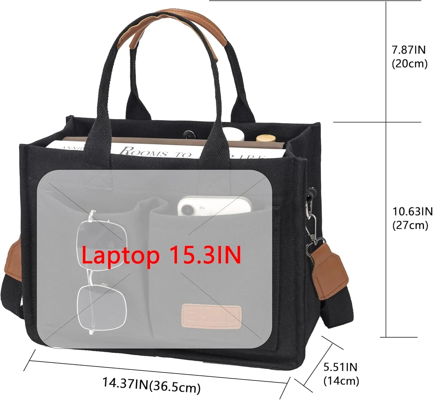 Canvas Tote Laptop Bag for Women Crossbody Bag for Travel & Work